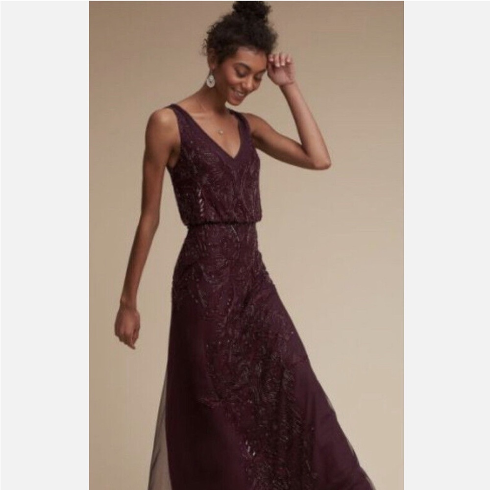 Adrianna Papell purple beaded long dress